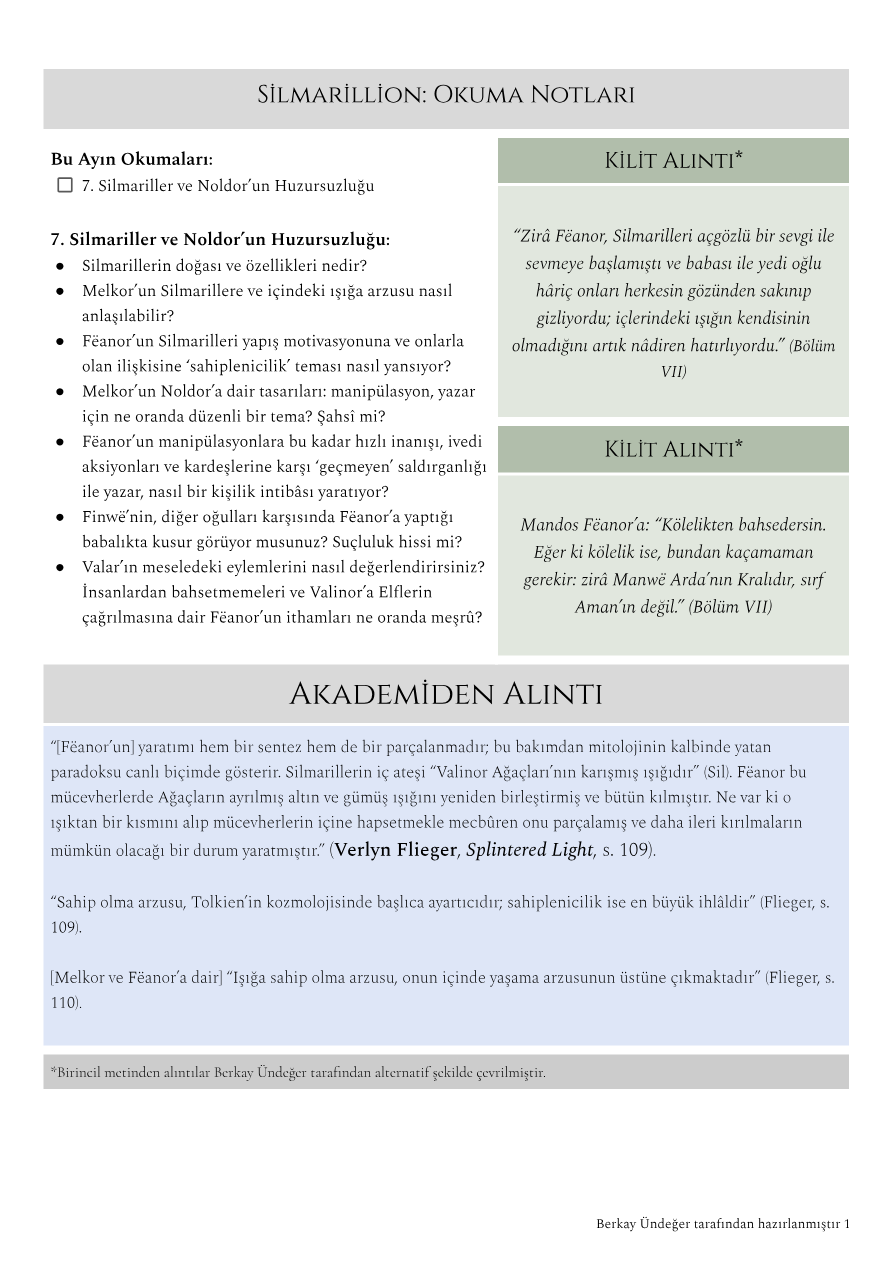 Quenta Silmarillion 7 Notları — PDF'nin ilk sayfa önizlemesi